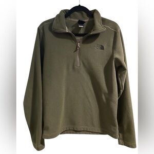 North Face Green / Olive Quarter Zip Knit Pullover Size Small